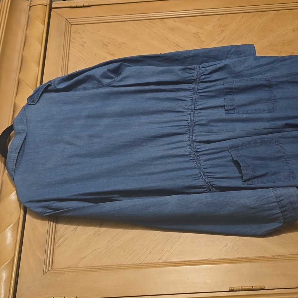 Fashion 2 figure Blue Medium wash chambray jean jumpsuit. Size 2X - Picture 7 of 13